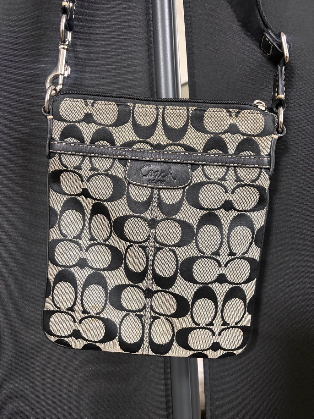 Coach Black/Grey Signature Small Crossbody Bag